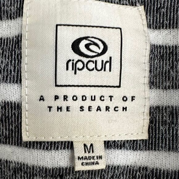 Rip curl ~ Lightweight Grey/Off white striped pull over hoodie ~ size Medium - Picture 11 of 12